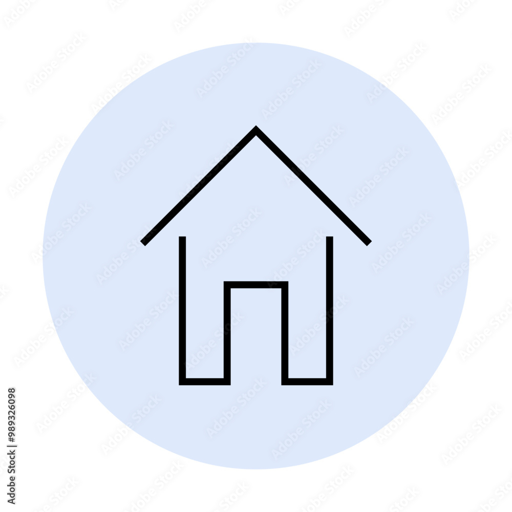 Minimalistic house icon depicted with black lines on a light blue circular background. Ideal for real estate, web design, navigation, home button, apps. Modern, clean, simple style. Minimalistic house icon depicted with black lines on a light blue circular background. Ideal for real estate, web design, navigation, home button, apps. Modern, clean, simple style.