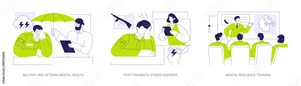 Obraz premium Military psychiatry abstract concept vector illustrations.