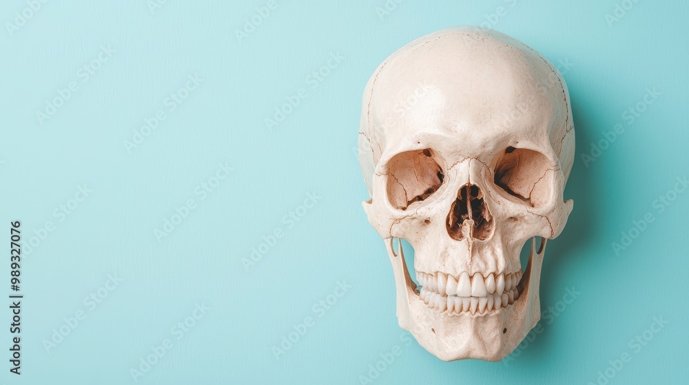 Realistic Human Skull on Vibrant Background Realistic Human Skull on Vibrant Background
