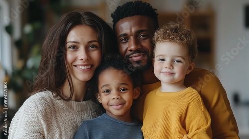 Interracial multinational family and mixed-race children. International marriage