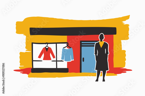 Stylish Woman in Front of a Trendy Boutique Fashion Store