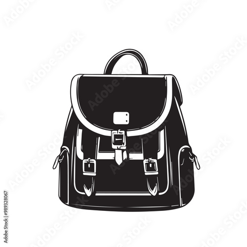 School bag silhouette vector. School bag logo, icon design isolated on white background.