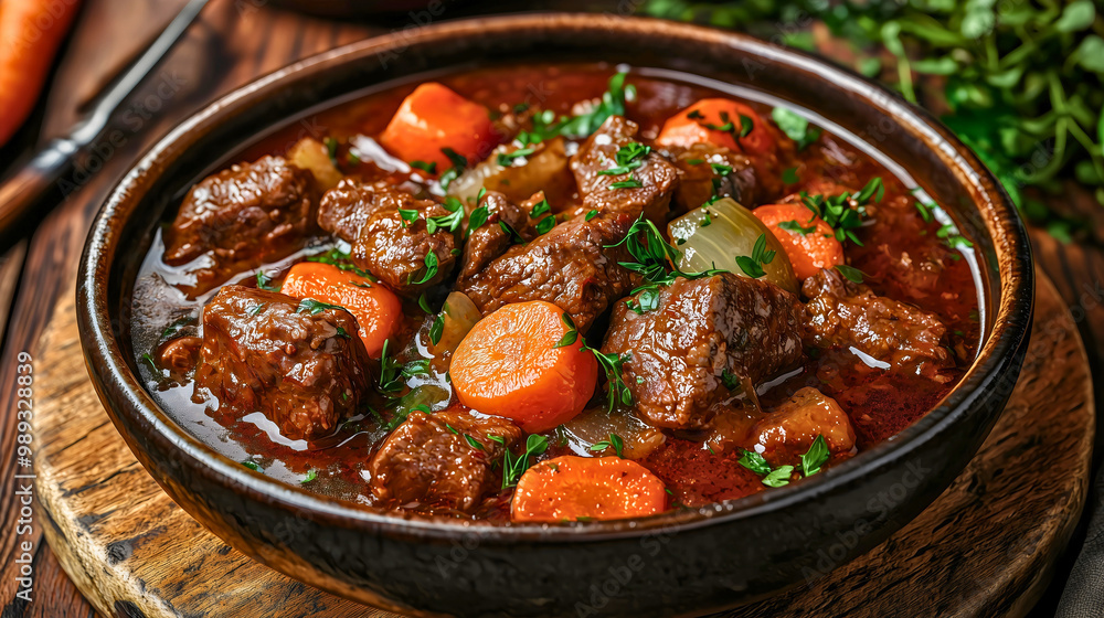 Rich aromas fill the air as the hearty Beef Bourguignon simmers, a true classic of French cuisine. Tender beef, slow-cooked in red wine and herbs, offers warmth and comfort. Rich aromas fill the air as the hearty Beef Bourguignon simmers, a true classic of French cuisine. Tender beef, slow-cooked in red wine and herbs, offers warmth and comfort.