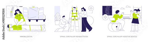 Spinal cord injury medicine abstract concept vector illustrations.