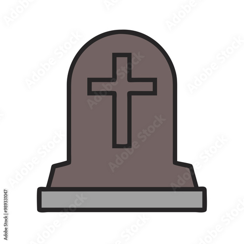 Grave icon, solemn mood, symbolizing memorial services and burials, on a transparent background
