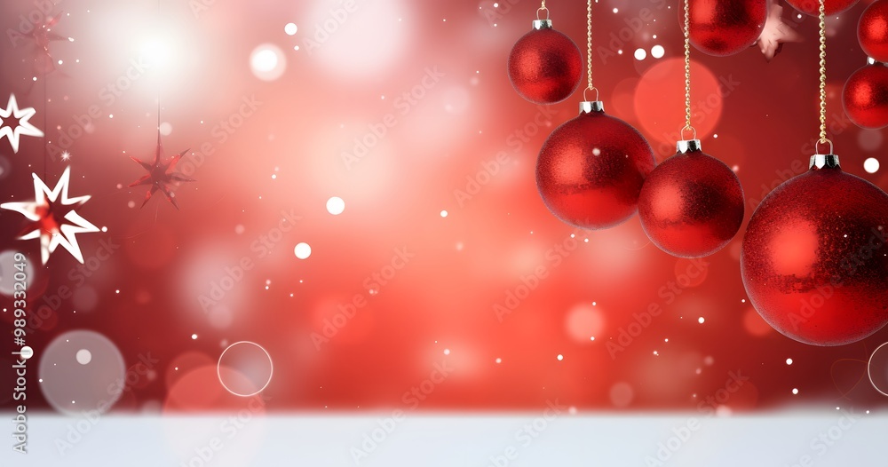 Red Christmas Ornaments Bokeh Lights Festive Background Red Christmas Ornaments Bokeh Lights Festive Background