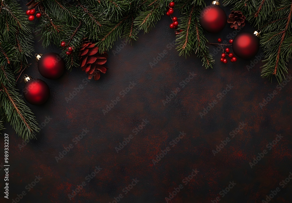 Christmas Ornament & Pine Branch Background Christmas Ornament & Pine Branch Background