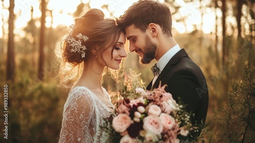 Picture-perfect wedding shot in nature