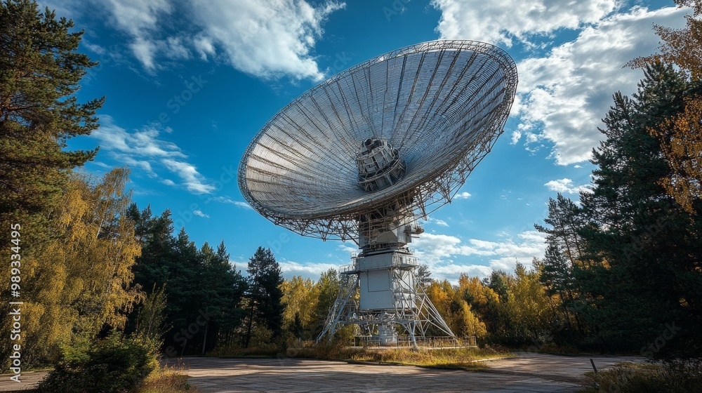 View of radio telescope at Pulkovo observatory View of radio telescope at Pulkovo observatory