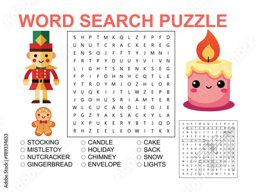 Word search game puzzle for kids