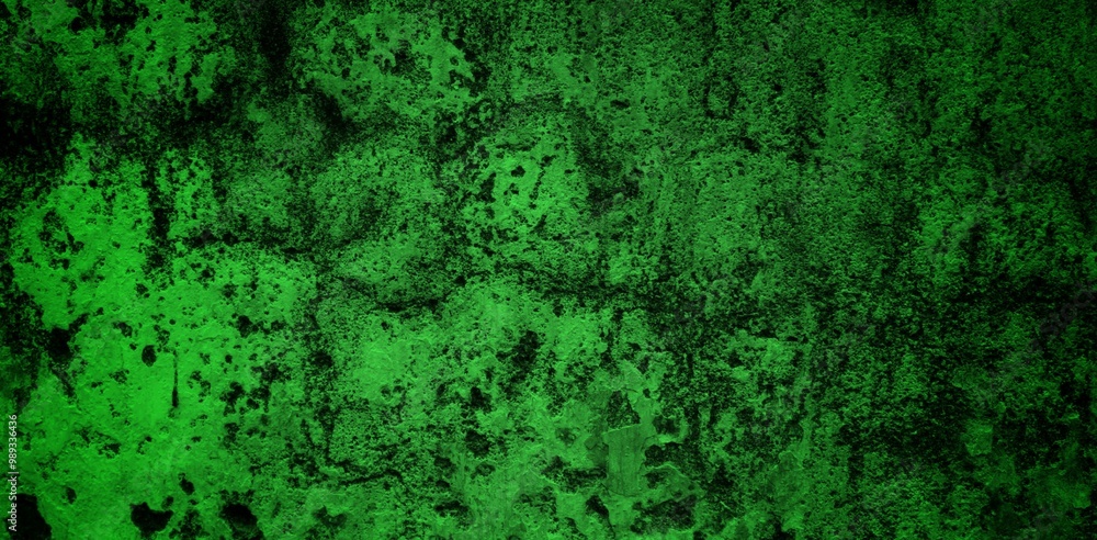 Obraz premium the long wall background is green, blank uncoated canvas or scrim for background long and wide panoramic banner background from rough linen dark green cloth or burlap
