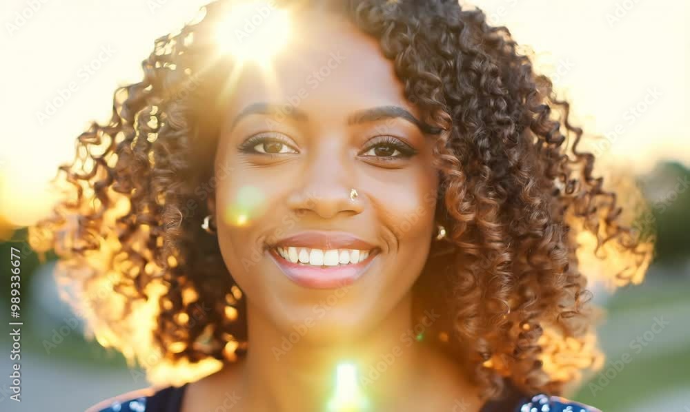 Joyful Barbadian Woman Smiling in Sunlight Joyful Barbadian Woman Smiling in Sunlight