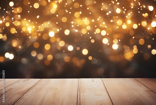 Wallpaper Mural Christmas Lights Wooden Tabletop Background Torontodigital.ca