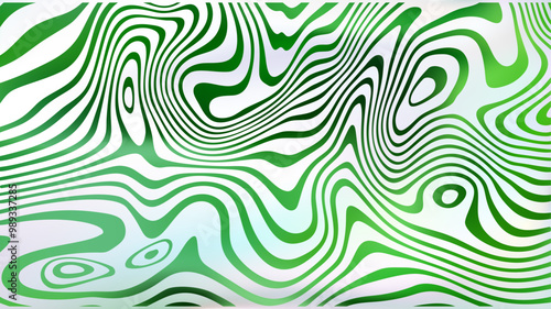 Abstract white green fluid swirl bg. Liquid line surface.