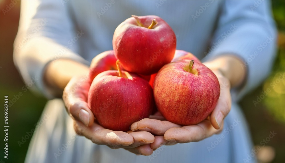 Woman holding red ripe apples in hands. Fresh healthy organic fruit food diet Woman holding red ripe apples in hands. Fresh healthy organic fruit food diet