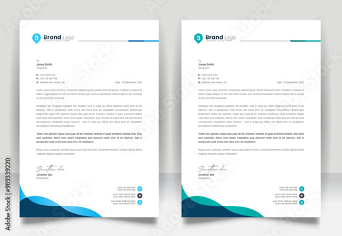 Abstract business letterhead template design for business project. Corporate letterhead design with color variation bundle. Creative Office letterhead layout with company logo and icon.
