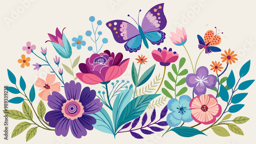 Wildflower Magic: Orange Poppies, Purple Lavender, and More in a Blooming Field