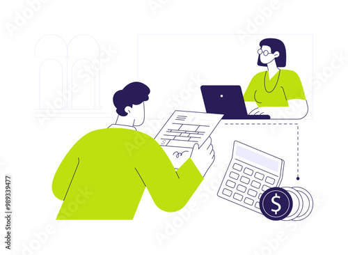 Paying fine in person abstract concept vector illustration.