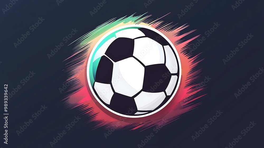 Naklejka premium Energetic Soccer Ball Vector App Icon on Dark Background with Clean Design and Flat Colors