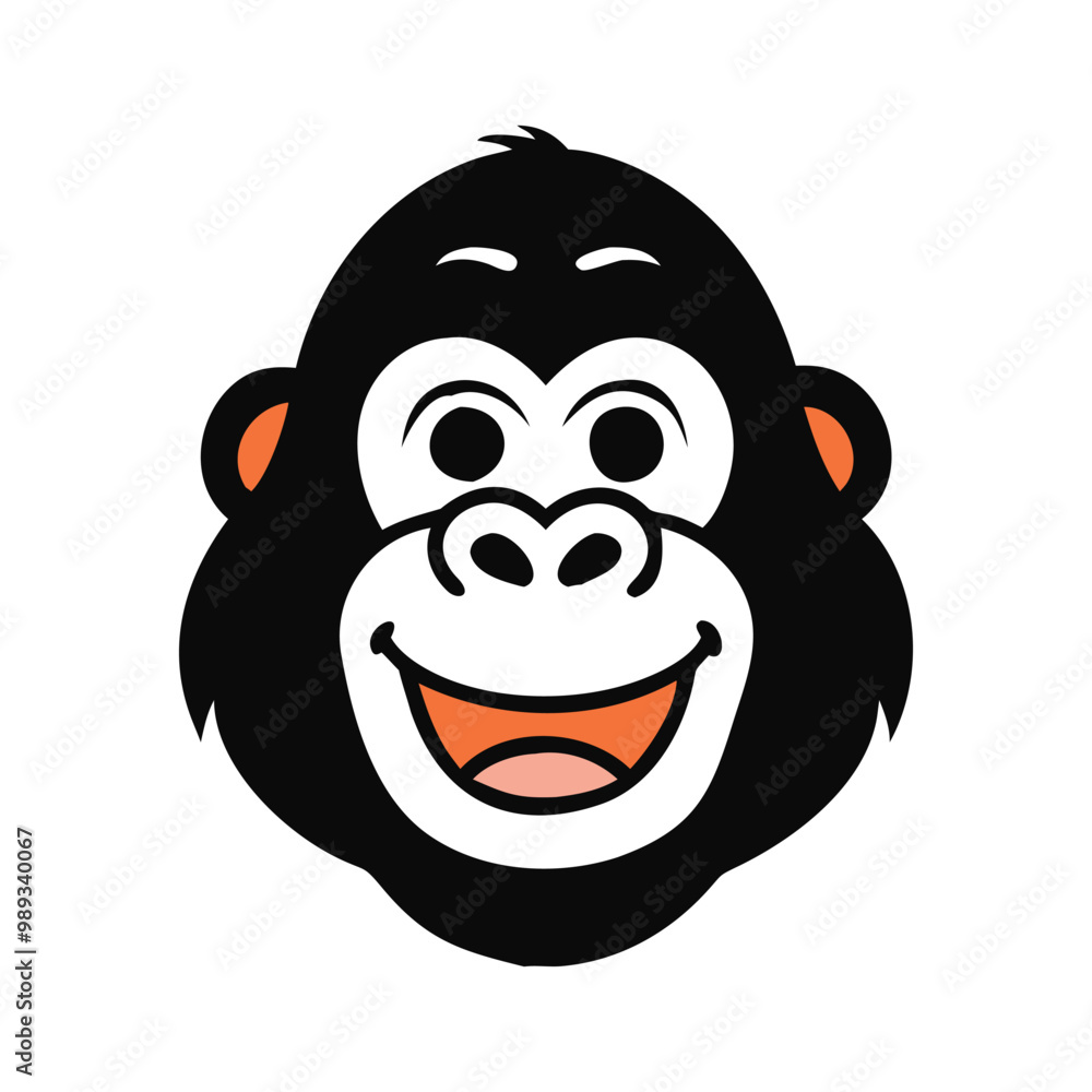 Vector hand drawn cartoon gorilla funny face illustration Vector hand drawn cartoon gorilla funny face illustration