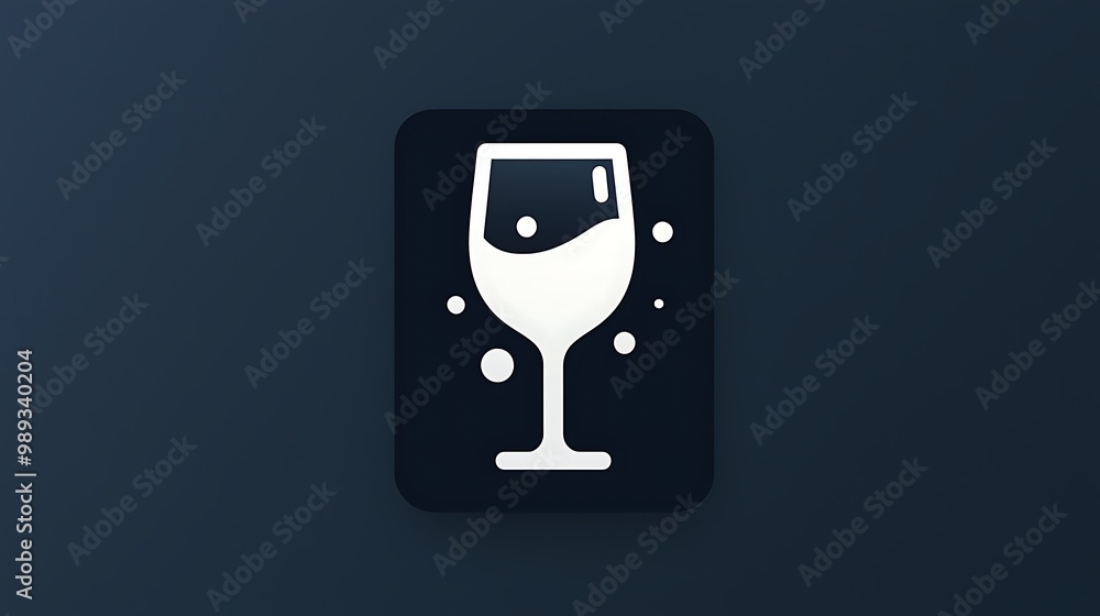 Minimalist Wine Glass App Icon with Splash on Dark Background Minimalist Wine Glass App Icon with Splash on Dark Background