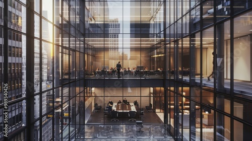 Wallpaper Mural Modern Office Building Interior with Glass Walls Torontodigital.ca