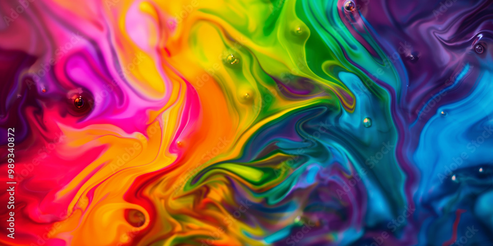 Vibrant Abstract Colors in Fluid Art Painting with Swirls and Drops Vibrant Abstract Colors in Fluid Art Painting with Swirls and Drops