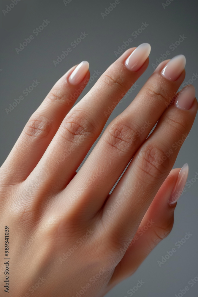 Hand with elegant nails, perfect template for jewelry display aesthetics, perfect manicure, hand model Hand with elegant nails, perfect template for jewelry display aesthetics, perfect manicure, hand model