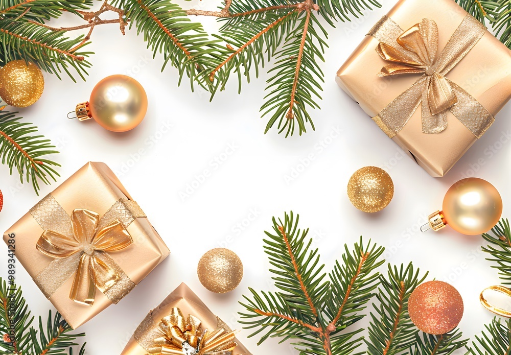 Christmas Garland with Gifts & Golden Balls Christmas Garland with Gifts & Golden Balls