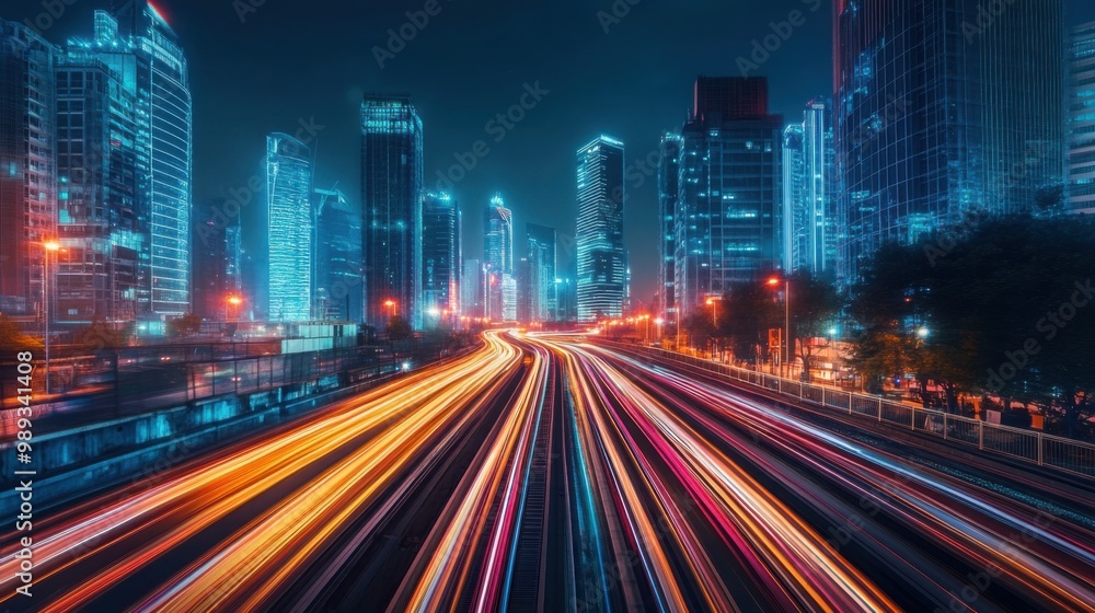 cityscape with glowing lines representing 5G connectivity cityscape with glowing lines representing 5G connectivity