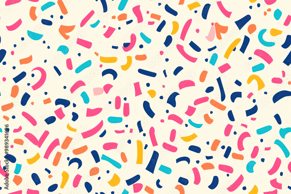 Obraz premium Falling colorful confetti flat design seamless pattern background.