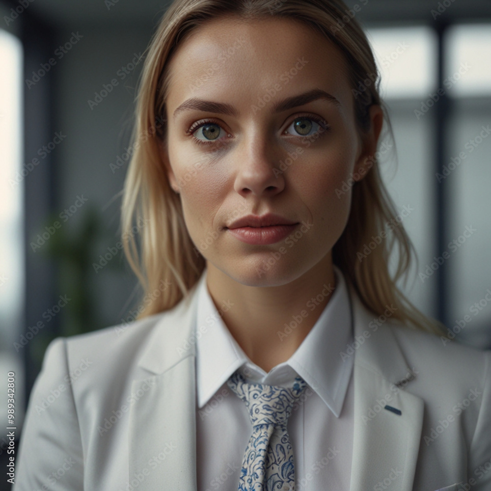 Beautiful Business Woman in White Business Suit Beautiful Business Woman in White Business Suit
