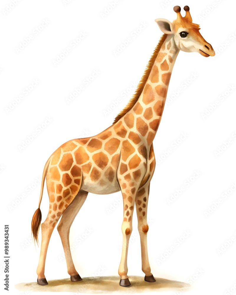 giraffe as clip art cartoon water color, isolated on white background giraffe as clip art cartoon water color, isolated on white background