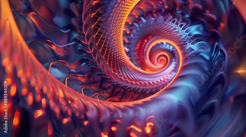 Abstract Spiral Fractal Art - Glowing Geometric Patterns