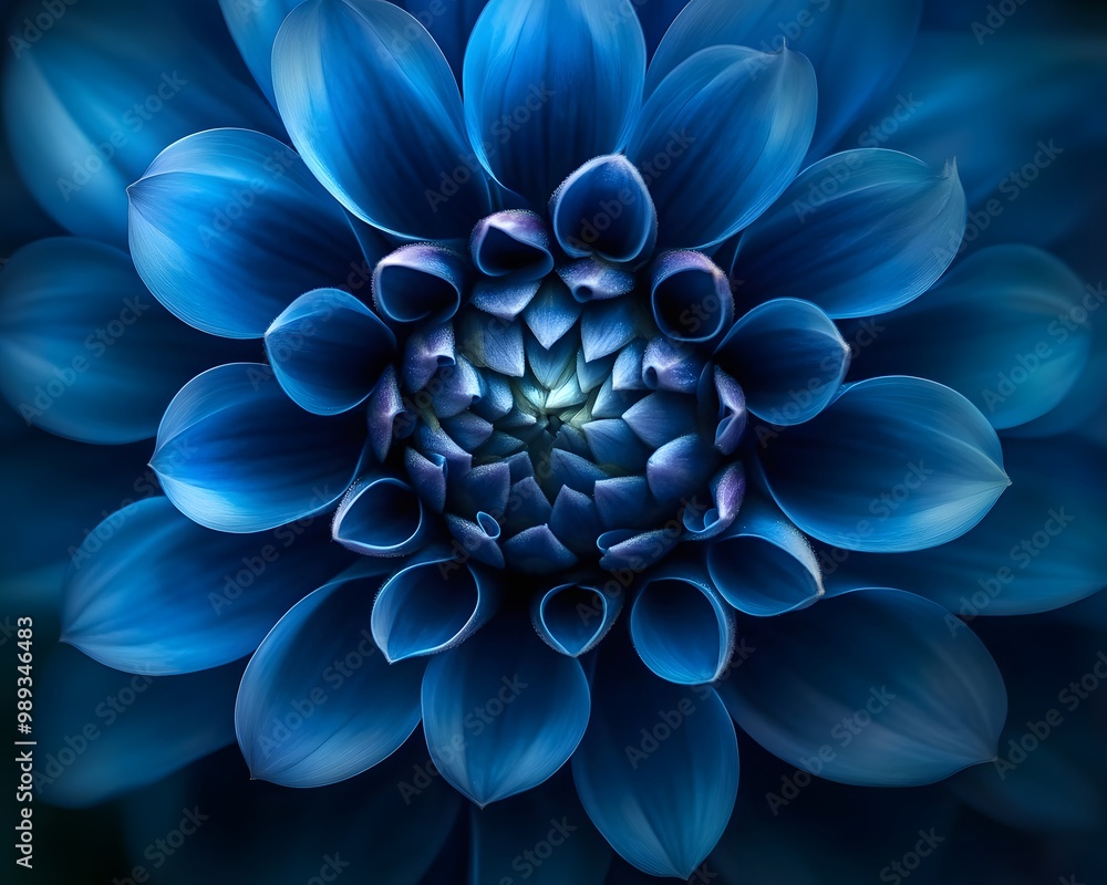 Close-Up Blue Dahlia Flower Macro Photography Close-Up Blue Dahlia Flower Macro Photography