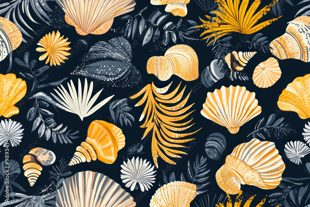 Trendy modern Seashells seamless pattern. Fashion template for design. Trendy modern Seashells seamless pattern. Fashion template for design.