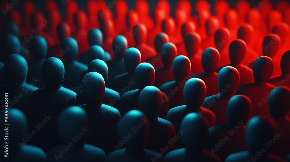 Fototapeta premium A group of people are shown in a crowd, with some of them looking at the camera
