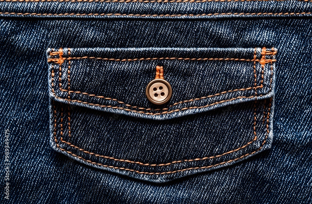 Blue Jeans Back Pocket Detail with Button