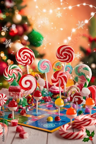 christmas candy canes bacground generate ai