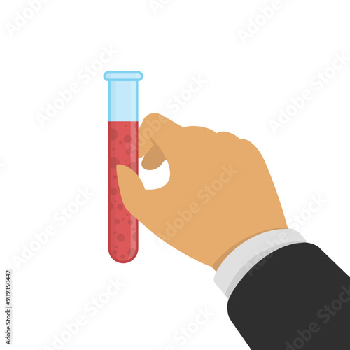Test tube in hand. Laboratory worker making analysis concepts.