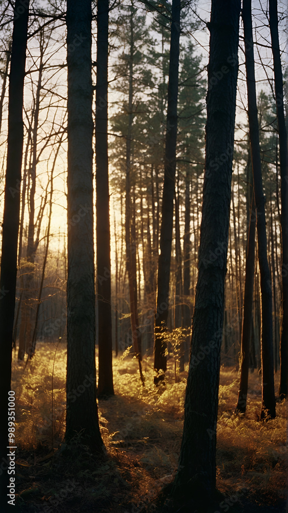 Obraz premium A forest where the trees seem to whisper and glow with an inner light during the twilight