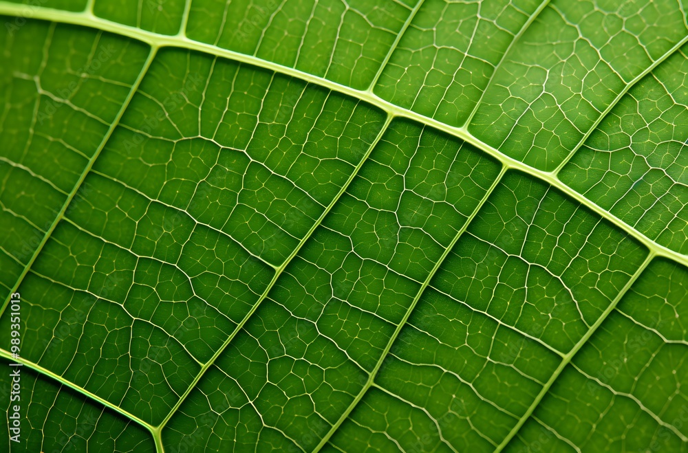 Close-up Green Leaf Texture with Symmetrical Lines Close-up Green Leaf Texture with Symmetrical Lines