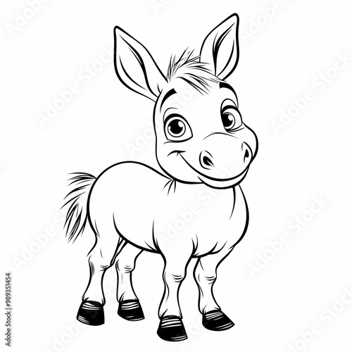 Cute Cartoon Donkey Illustration