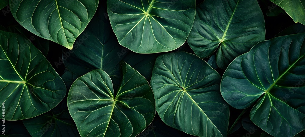 Dark Green Tropical Leaves Texture Dark Green Tropical Leaves Texture