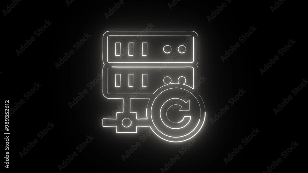 Glowing Neon Server Reload Icon Isolated on Black Background - HD Motion Graphics Animation Glowing Neon Server Reload Icon Isolated on Black Background - HD Motion Graphics Animation