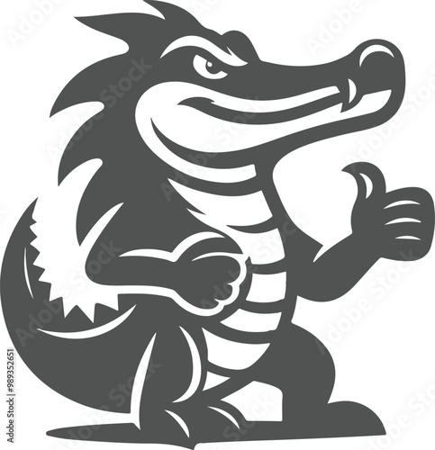 simple mascot for a Alligator, sihoutte