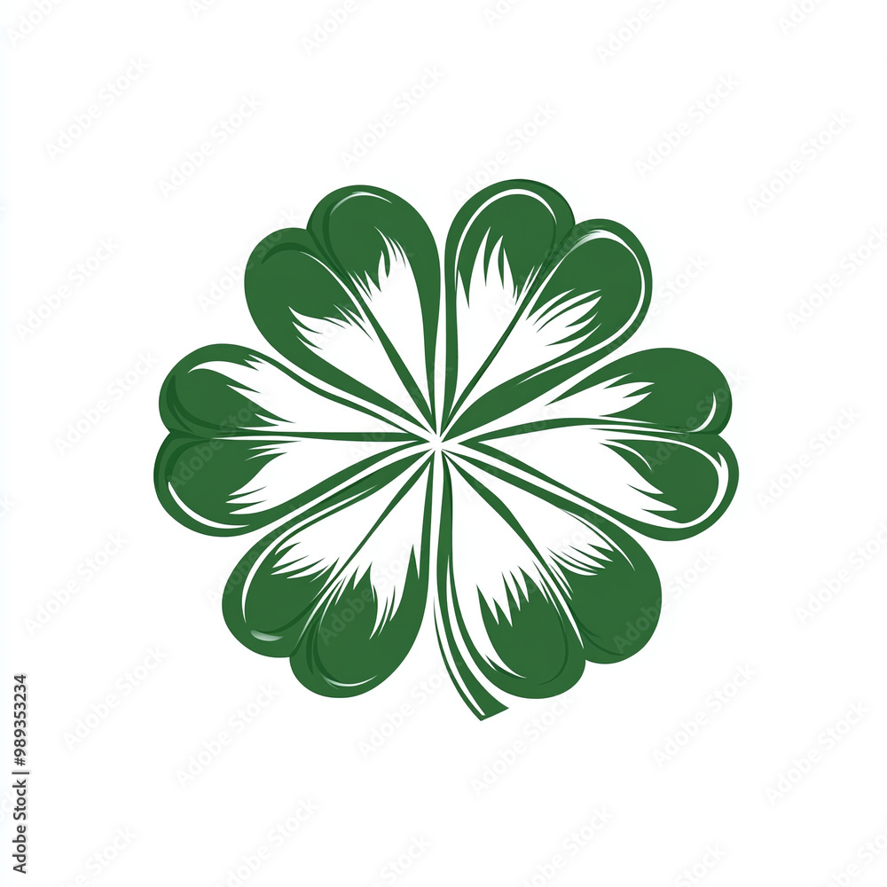 Lucky Four Leaf Clover Illustration in Vibrant Green for St Patrick's Day Celebrations Lucky Four Leaf Clover Illustration in Vibrant Green for St Patrick's Day Celebrations