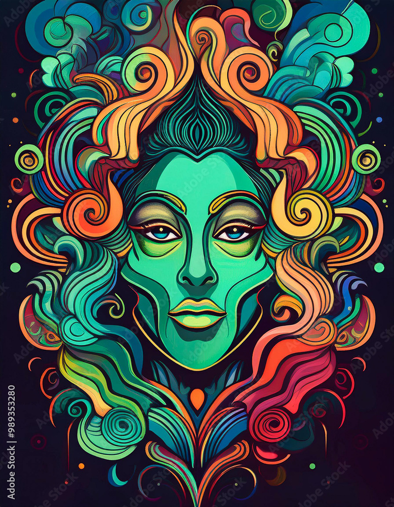 woman's portrait with line gradient background woman's portrait with line gradient background