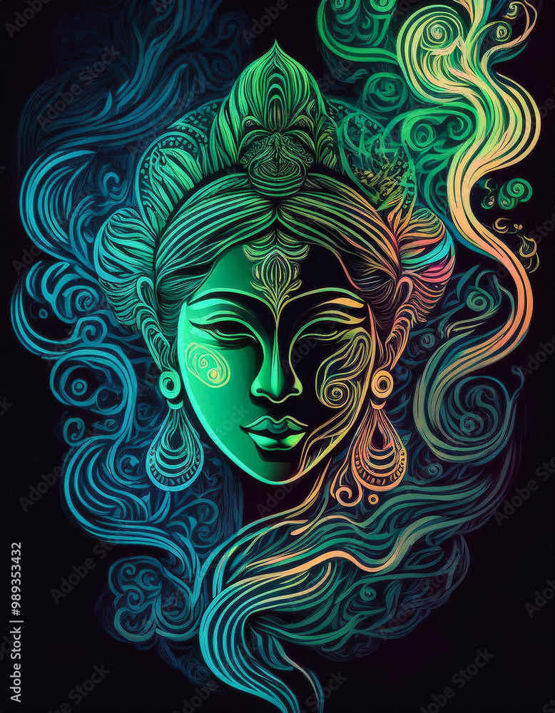 woman's portrait with line gradient background woman's portrait with line gradient background