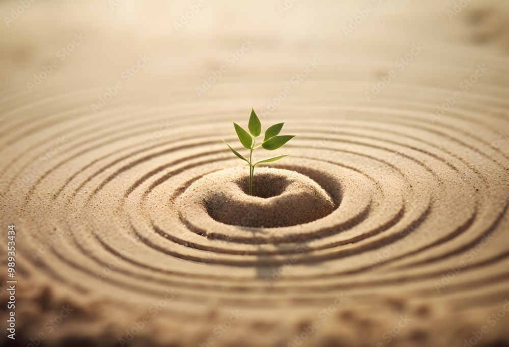 Naklejka premium Zen Garden Sprout: Growth and Healing